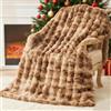 EMME Coperta in finta pelliccia di coniglio, colore marrone, 127 x 152,4 cm | Morbido, sfocato, accogliente, peloso, peluche, soffice, spesso, confortevole, divano, sedia, regali caldi per donne uomini