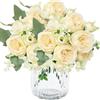 MisFun 3 Mazzi Peonie Artificiali, Peonie Finte Realistiche, Fiori Artificiali di Seta, Faux Bouquet di Peonies, per Decorazioni per il Partito, Tavolo da Pranzo, Decorazione di Nozze (Champagne)