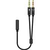 AISENS ADAPTADOR A128-0418/ JACK 3.5 HEMBRA 2X JACK 3.5 MACHO/ 25CM/ NEGRO