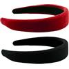 Guiguishiny 2 Cerchietti per Capelli Donna in Velluto Imbottito, Fasce Capelli Vintage Retrò, Cerchietti Morbidi ed Eleganti per Donne e Ragazze, Accessori Capelli Moda (Nero + Rosso)