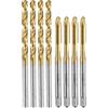 QUARKZMAN Set Di Maschi E Punte, 4 Pezzi M4 X 0.7 Metric Spiral Point Thread Screw Taps E 4 Pezzi 3.3mm Twist Drill Bits, Titanium Coated HSS-6542 Tapping Threading Tool Kit