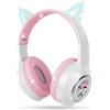 AXFEE Cuffie Bluetooth per Bambini, LED Cuffie Cablate/Wireless con Orecchio di Gatto, Pieghevole Audio Stereo HD Over-Ear Cuffie per Studiare/Viaggiare, 105dB Volume Limited, Bluetooth 5.3 Version