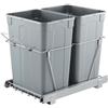 VEVOR Pattumiera Estraibile, ca. 39,8 L x 2, Doppi Contenitori per Rifiuti da Cucina Sottotop, Cestino per la Raccolta Differenziata con Sistema Scorrevole, Estensione Completa e Maniglia Grigio