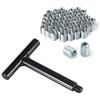 POWERTEC 71813 3/8-16 Threaded Insert Installation Tool Set | T-Wrench with 50-PC Zinc Plated Threaded Inserts for Wood Furniture | 3/8-16 Internal Threads x 18mm Long