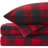 Sweet Home Collection Lenzuola in flanella calde e accoglienti tasche profonde traspiranti per tutte le stagioni, set di biancheria da letto con montanti, piatte e federe, king e Buffalo Check Plaid bordeaux