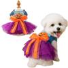 Yaopelky Tutù per cani di taglia piccola e media, con motivo zucca, gonna in tulle viola con fiocco arancione (zucca, S(2-3kg))