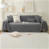 PETCUTE Copridivano Coperta Divano Antipolvere Protettiva Multiuso Reversibile Copritutto, Ideale per Divano, Panca e Letto, Grigio Scuro, 180 * 150cm