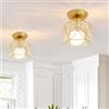 iDEGU 2 Pezzi Plafoniere E27 Vintage Lampada da Soffitto Design Industriale in Forma di Gabbia Esagono 15cm Paralume Matal Oro Retro Lampadario da Soffitto per Camera da Letto, Cucina, Corridoio