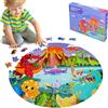 Kulveanju Puzzle Bambini 3 4 5 6 Anni, 128 Pezzi Puzzle da Vulcano Dinosauro, Grande Circolare Puzzle, Giochi Creativi Puzzle Regalo per Ragazzi e Ragazze 3-7 Anni, 42x42 cm