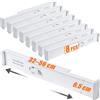 SHUESS 8 separatori per cassetti regolabili (32 - 56 cm), in plastica, divisori per cassetti, organizer con divisori, divisori per cassetti, per cucina, camera da letto, cassettiera, bianco