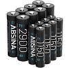 ABSINA Batterie ricaricabili 8x AAA 1150 + 8x AA 2900 NiMH 1,2V - Pile ricaricabili AAA min. 1050 mAh - Batteria NiMH AA min. 2650 mAh - Pile ricaricabili per dispositivi ad alto consumo energetico