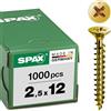 Spax 1081020350123 - Vite universale, testa svasata, taglio a croce, T-STAR plus, 4CUT, filettatura piena, zincato passivato giallo A2L, 0/1030/021/2,5/12/ /01