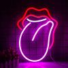 Wanxing Labbra al neon con labbra rosse a forma di lingua, per decorazione da parete, luce al neon rosso-rosa per camera da letto luce al neon LED per sala giochi, pub, casa, bar, club, feste, regalo