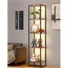 OUTONLIFE Libreria con Scaffali a 5 Ripiani e Luce LED Dimmerabile, Controllo Touch e Telecomando, 3 Temperature di Colore, Lampada da Terra per Soggiorno, Camera da Letto o Ufficio