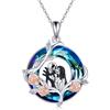 TOUPOP Collana da incubo in argento Sterling con cristalli Jack e Sally, idea regalo per compleanno e Natale, 1.13*0.80 inches, Argento sterling, Cristallo