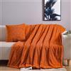 YUSOKI Lussuosa coperta in finta pelliccia (senza cuscini) a 2 strati, 1,4 kg, per tutte le età, decorazione per la casa (arancione bruciato, 127 x 160 cm)
