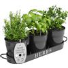 Barnyard Designs Set di fioriere da giardino per erbe aromatiche da interni con vassoio, vasi da davanzale in metallo con drenaggio, per piante da esterno o interno, nero, set/3