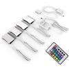 B.K.Licht Set illuminazione LED per ripiani in vetro, 4 Clip LED RGB, Illuminazione vetrinette, incl. telecomando RGB con funzione di cambiamento del colore
