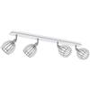 EGLO lampada da soffitto Cossano-Spot, plafoniera a 4 fiamme, applique, spot da soffitto in acciaio e legno, colore: nichel opaco, bianco, attacco: E14