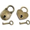 WiYould 2 mini lucchetti in bronzo anticato, a forma di cuore, in metallo, stile retrò, vintage, con chiave