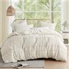 Comfort Spaces Set copripiumino per letto king size, 3 pezzi, con pieghe e nervature, leggero per tutte le stagioni, extra morbidezza, in microfibra prelavata, per letto Cal King Size, colore neutro