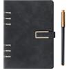 SIMDAO Taccuino formato A5, copertina in pelle PU con penna, diario ricaricabile, 6 fori, organizer per anelli, blocco note a righe, per lavoro, viaggi, scrittura, ufficio, 200 pagine/100 fogli