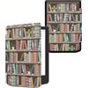 kwmobile Custodia eReader Compatibile con Pocketbook Verse/Pro/Color/Vivlio Light Cover - eBook Reader Flip Case - blu/verde/fucsia - Libreria con Piante