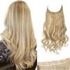 SARLA Extension per capelli con filo invisibile, con 3 clip, corte, 35,5 cm, capelli sintetici ondulati ricci, per donne, fascia trasparente regolabile biondo sporco