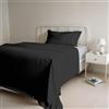 Italian Bed Linen COMPLETO LETTO PIAZZA E MEZZA NATURAL COLOR 100% Cotone - Prodotto in Italia - Sopra 180x300 cm, Sotto 120x200 cm, Federa 50x80 cm Tinta Unita - DoubleFace - Nero/Grigio Chiaro
