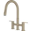 KRAUS Oletto Bridge KPF-3122SFACB - Rubinetto da cucina con testa a spruzzo estraibile in bronzo champagne antico, senza macchie