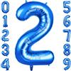 OFFCUP Palloncini Compleanno 1 Anni Blu 101 CM, Palloncino Numero 2, Foil Palloncini Numeri, Giganti Palloncini Numeri, Decorazioni Festa Compleanno, Gonfiabili Pallone per Anniversario