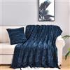 YUSOKI Coperta double-face in finta pelliccia, 700 g/m², ultra morbida, pelosa, motivo a lisca di pesce, lavabile in lavatrice, comoda coperta in peluche per divano letto, decorazione per la casa (blu