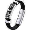 Bestyle Bracciale Uomo Mjolnir Teschio Cranio Massone Bracciali Uomo in Pelle Intrecciata Chiusura Magnetica con Confezione Regalo