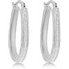 Tuscany Silver Orecchini creoli ovali in argento sterling placcato rodio con texture stardust