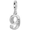 LSxAB Ciondolo portafortuna con numeri arabi da 0 a 9, per donne e ragazze, per compleanno e sport, compatibile con braccialetti Pandora, Rame, Non pietra preziosa