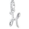 GLOWDAS Lettera H Charms Alfabeto Ciondolo, 925 Argento Sterling iniziale h Ciondoli CZ Perlina Fit Pandora Vacanza fai da te Braccialetto con Letra, Regali per Marito/Halloween/Buon Compleanno