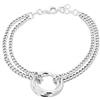 Tuscany Silver Bracciale regolabile a doppia maglia curb con anelli intrecciati in argento sterling da donna 16,5-19 cm