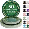 Nkaiso 50 Pezzi Verde Scuro e Oro Piatti di Carta, 25 x 23cm & 25 x 18cm Piatti Monouso, Stoviglie per Feste usa e Getta Eleganti per Compleanno, Nuziale Doccia, Fidanzamento, Matrimoni