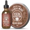 Viking Revolution Sandalwood Beard Balm for Men (2oz) and Sandalwood Beard Oil (1 fl oz) Bundle - With Argan and Jojoba Oils - Soften and Moisturize - Stocking Stuffers for Men