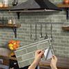 BUYBLIFE Grigio Adesivi per Piastrelle, 12 Pezzi Retro Piastrelle Adesive per Cucina 15x30cm PVC Autoadesiva Resistente al Calore Impermeabile Vinile Decorazione Della Casa per Bagno