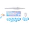 MAMBASNAKE Cloud Poggiapolsi Set Tastiera e Mouse con Sottobicchiere, Memory Foam Cuscino Ergonomico per Polso Supporto Pad con Base Antiscivolo, Digitazione e Sollievo dal Dolore al Polso -Blu