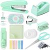 Candcamp Set di accessori da scrivania, set di forniture per ufficio con cucitrice, levapunti, graffette, dispenser per nastro, set di clip, nastro, note adesive, forbici, perforatore, per studenti