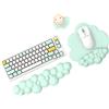 MAMBASNAKE Cloud Mouse Pad e Tastiera Poggiapolsi Set di Supporto con Sottobicchiere, Comodo Cuscino da Polso in Memory Foam Supporto Mousepad Set con Base Antiscivolo, Ergonomico-Verde