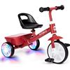 VITONIS Triciclo per bambini dai 2 anni in su, bicicletta senza pedali per bambini dai 24 mesi ai 5 anni, con due ruote illuminate a LED, regali e giocattoli per bambini e bambine, rosso