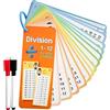 Viojrlly Divisione set di biglietti 15 pezzi Fogli di Divisioni per Bambini, Giochi di Numeri Matematici da Tavolo, 2 Pennarelli Cancellabili a Secco Flashcard di Moltiplicazione Materiale Educativo