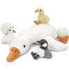 MorisMos - Doudou gigante XXL a forma di oca con 3 cuccioli dentro, 60 cm di lunghezza, in peluche, cuscino di oca in peluche, regalo di compleanno, di Natale per bambini