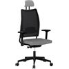 LUXY Overtime - Sedia Ufficio Ergonomica con Poggiatesta e Braccioli Regolabili, Schienale in Rete Traspirante, Struttura Metallica Nera e Sedile con Rivestimento in Tessuto, Made in Italy