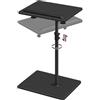 MAHANCRIS Tavolino da Divano Girevole a 360° e Regolabile in Altezza, Tavolino a Forma di C, con Vassoio, Slot per Telefono/Tablet, per Piccolo Spazio, Salotto, Camera, Balcone, Nero AETBK4501