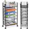 Shrivee Carrello Portadocumenti Ufficio 6 Ripiani con Ruote Mobile Salvaspazio Multifunzionale Acciaio Porta Schedario Cucina Storage Rack (Nero)