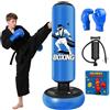 Qoosea Sacco da Boxe per Bambini, 168 cm Stabile Pungiball Bambini Gonfiabile con Guantoni da Boxe, per Pratica di Taekwondo Karate MMA, Sacchi da Boxe Gonfiabile per 3-14 Ragazzi Ragazze-Blu